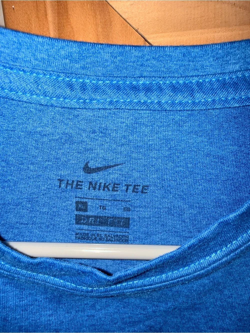 Nike Heathered Blue Crewneck T‑Shirt with Black Swoosh Print